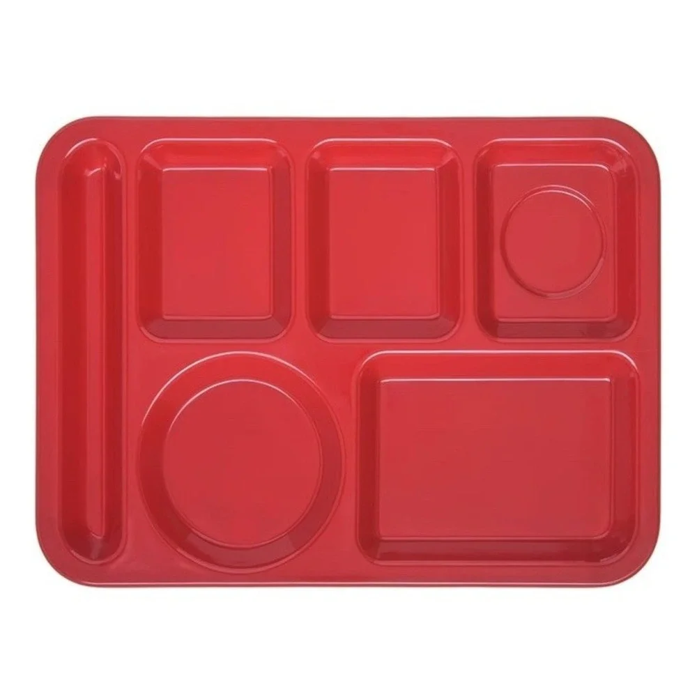 12 Red Carlisle Food service Products Right-Hand 6-Compartment Tray 10